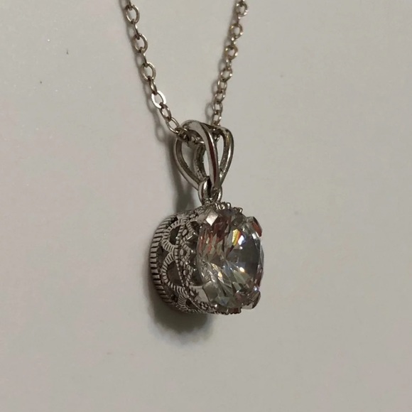 Victorian Sterling Silver Cubic Zirconia Pendant - Picture 4 of 11